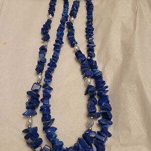 Vintage Lapis Lazuli and seed pearl double strand necklace